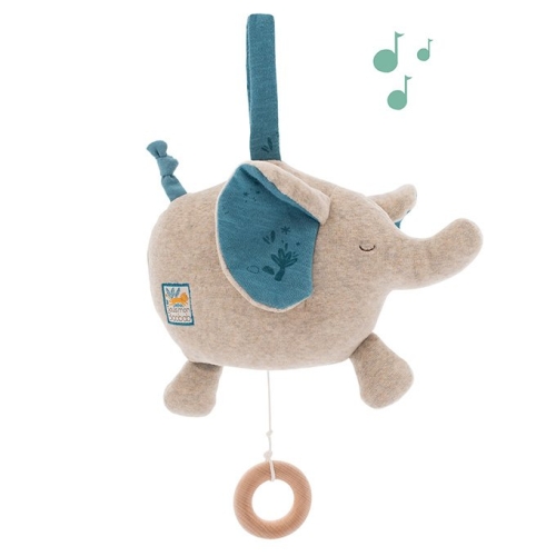 Moulin Roty Soft Toy With Music Elephant Sous Mon Baobab